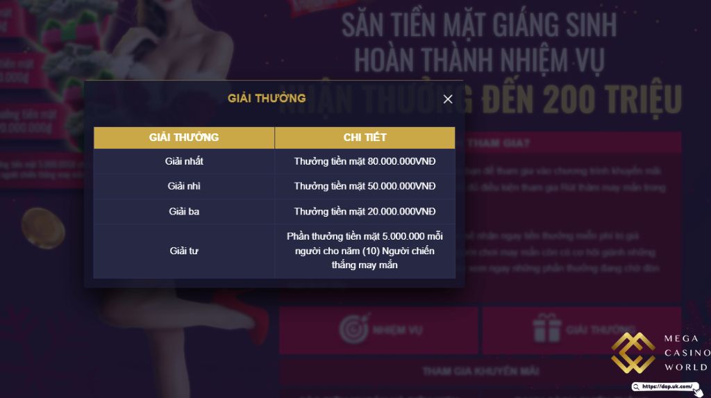 Giải thưởng Giáng Sinh: 500.000 VND + 13 suất quà Noel